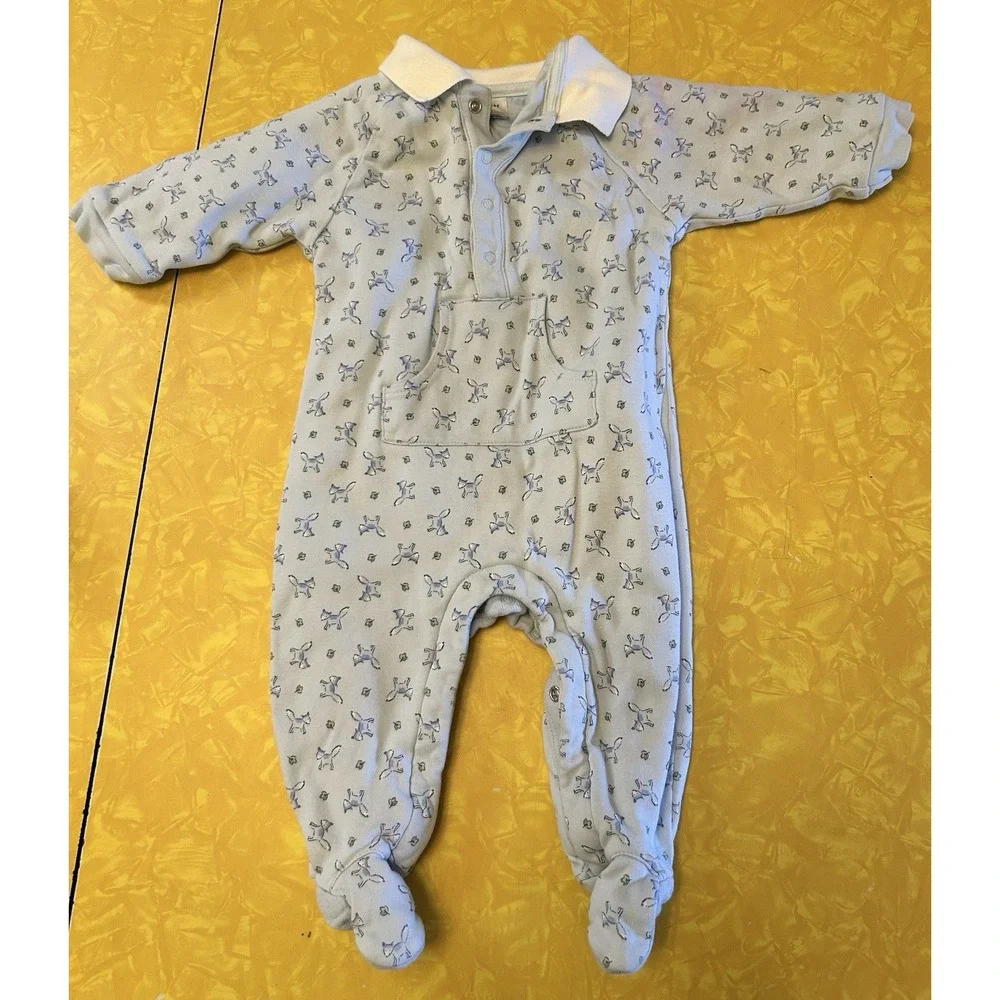 VTG Y2K Baby Gap Newborn Sleeper 3-6 Months Foxes Blue Snap